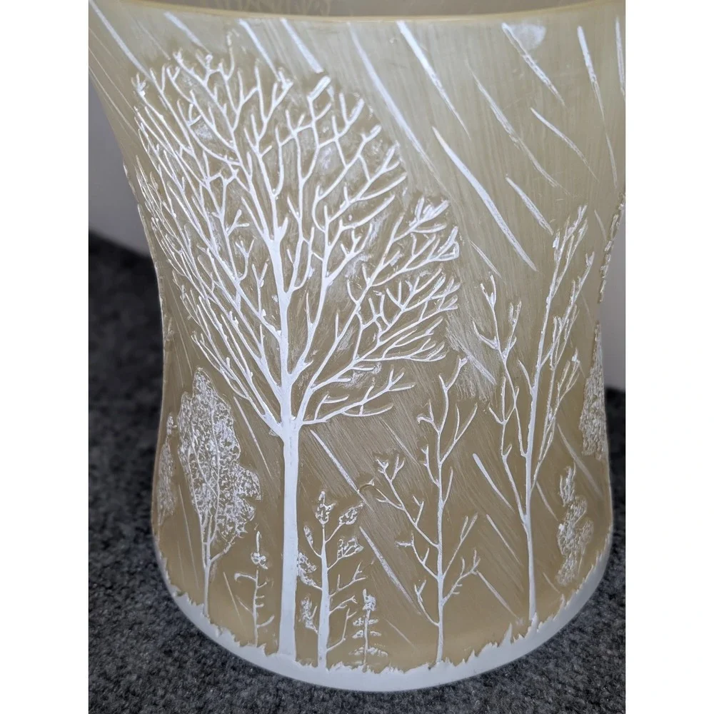 Heavy Resin Bathroom Office Waste Basket Trashcan 3-D Trees Forest Winter CHIP**